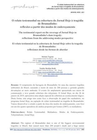 O relato testemunhal na cobe[...]