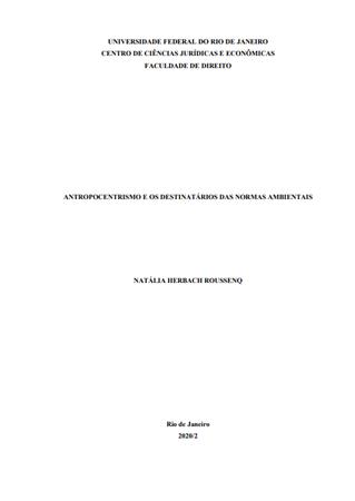 Antropocentrismo e os destin[...]